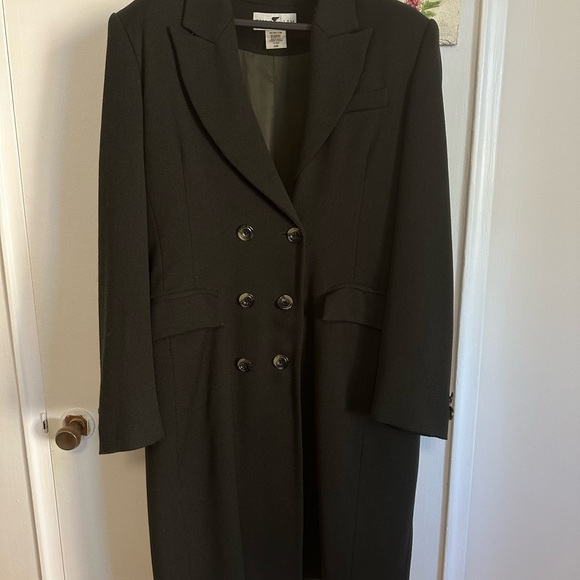 Vintage Black Wool Overcoat, Size Large - Picture 11 of 15